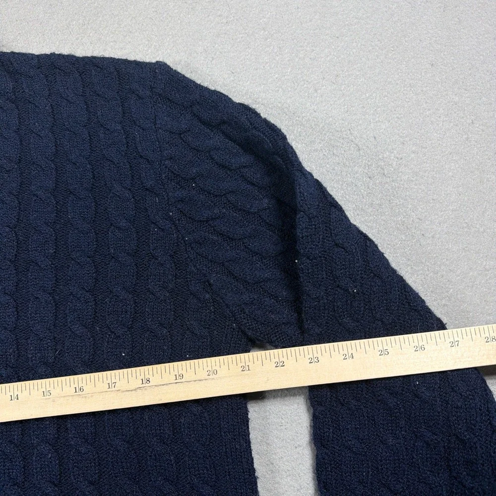 Vintage Lord Jeff Sweater Men Large Cable‎ Knit Blue V Neck Orlon Acrylic USA